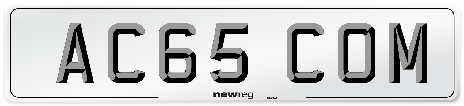 AC65 COM Number Plate from New Reg